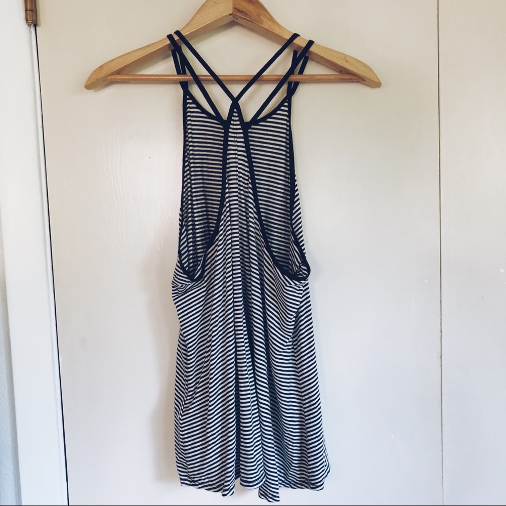 Black and White Striped Tank Top - Picture 2 of 5